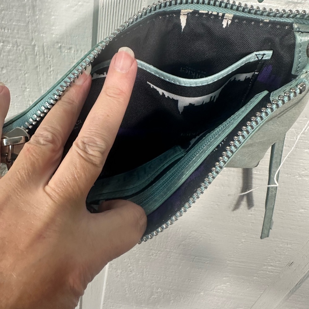 Botkier Trigger Womens Blue Leather Studded Zipper Crossbody Shoulder Bag EUC - Picture 8 of 12